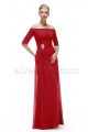 Off the Shoulder Red Evening Gown with Sleeves