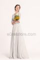 Silver Grey Modest Lace Bridesmaid Dresses Long Sleeves