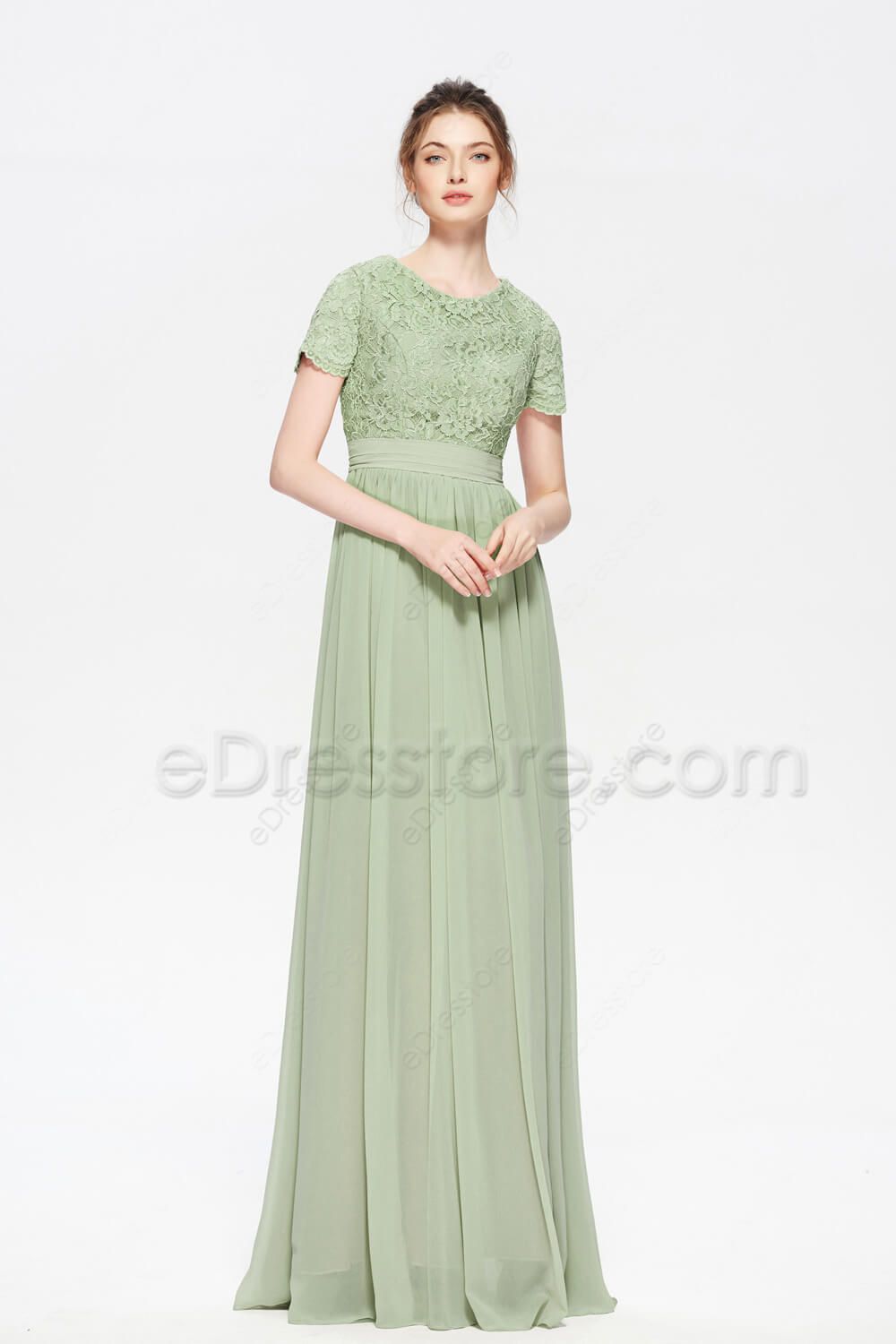 Sage Green Bridesmaid Dresses, modest bridesmaid dresses | eDresstore