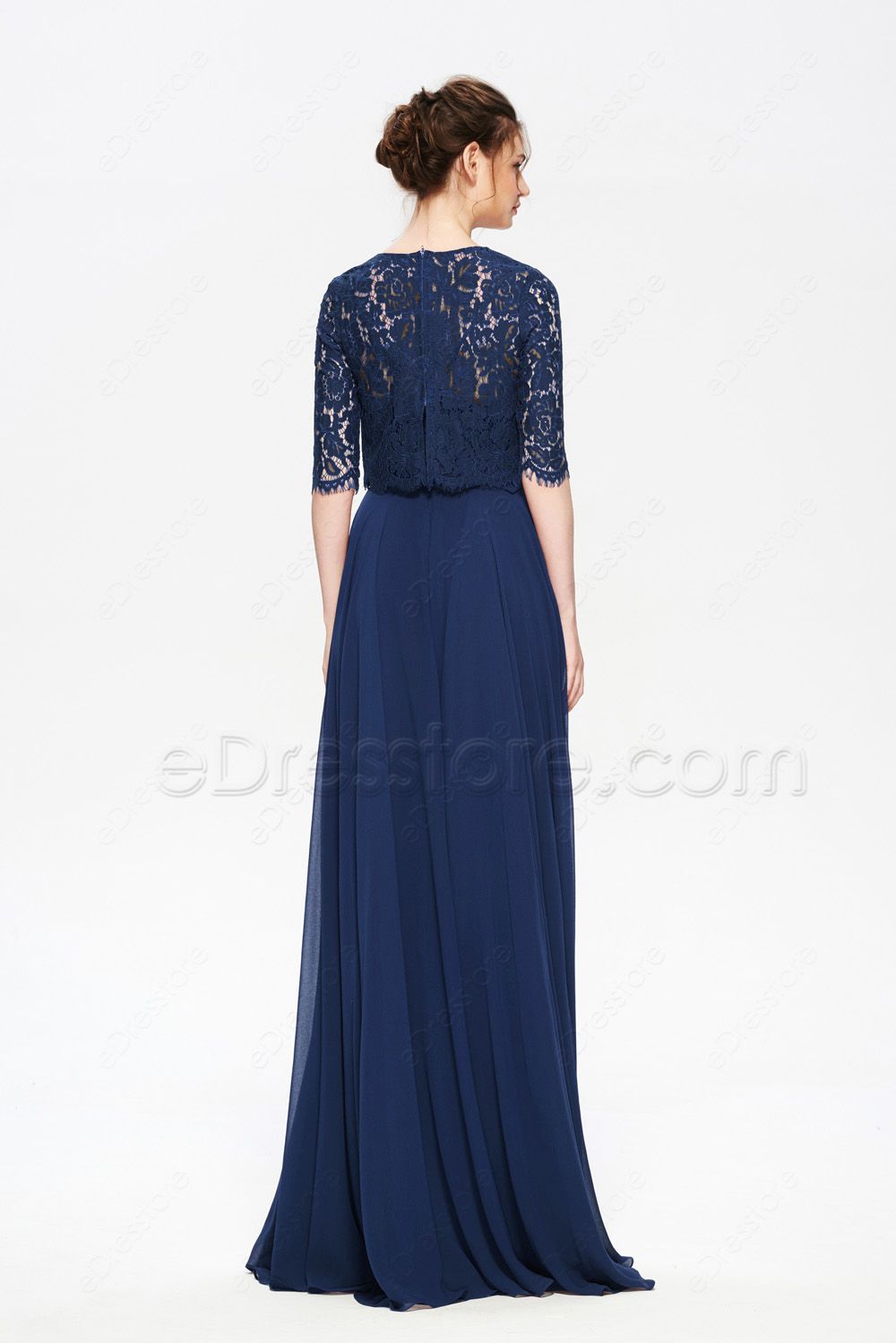 Navy Blue Modest Formal Dresses with Bolero | eDresstore