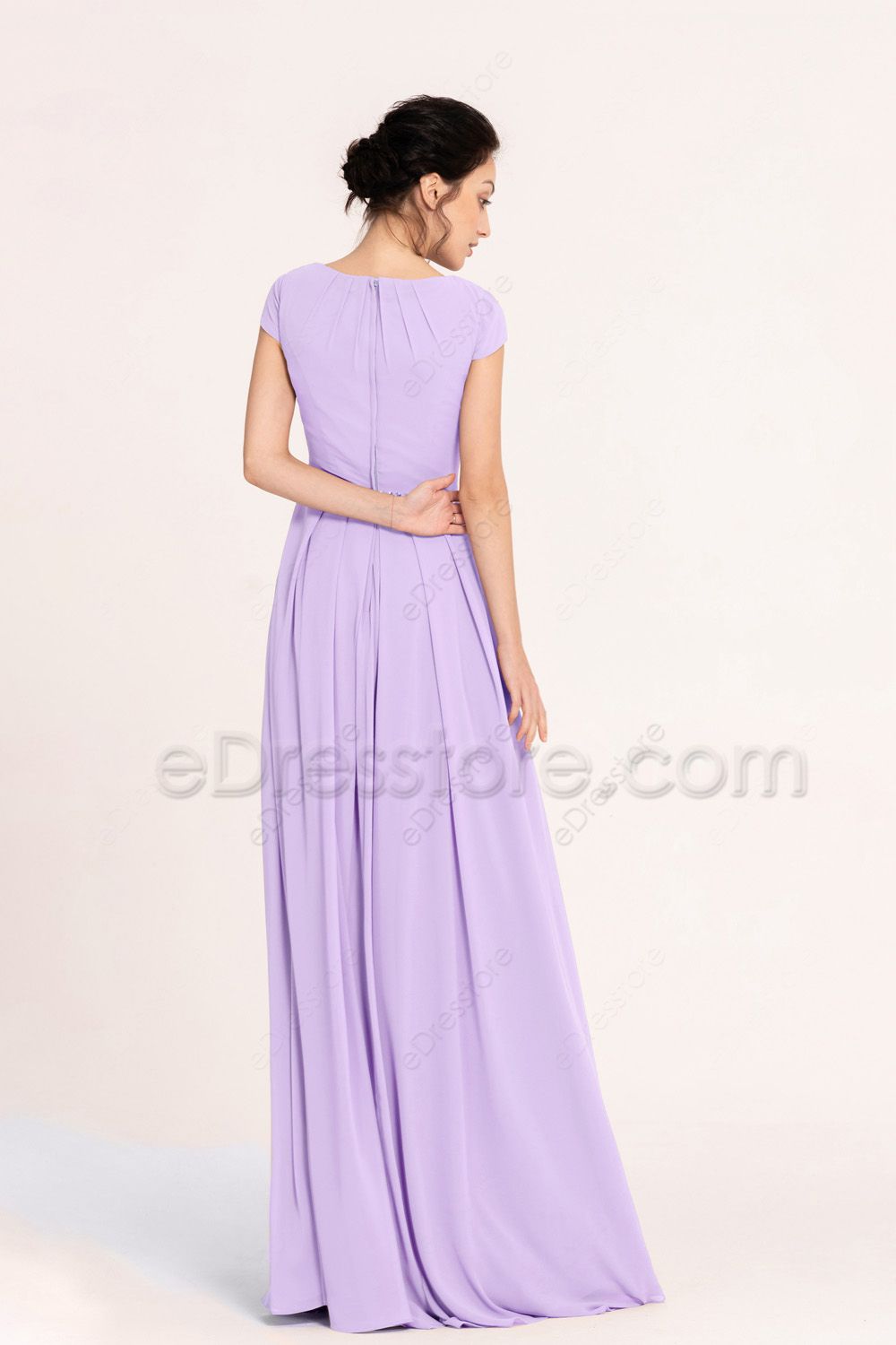 Modest LDS Beaded Lilac Bridesmaid Dresses | eDresstore