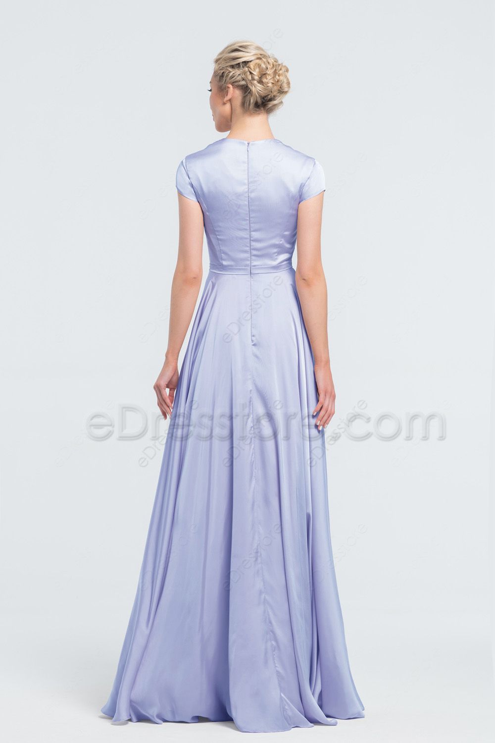 Modest Periwinkle Satin Bridesmaid Dresses | eDresstore