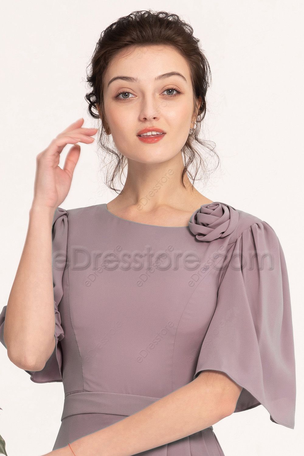Modest Plus Size Mauve Bridesmaid Dresses with Sleeves eDresstore