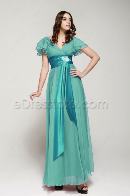 Modest Green Bridesmaid Dresses with Sleeves
