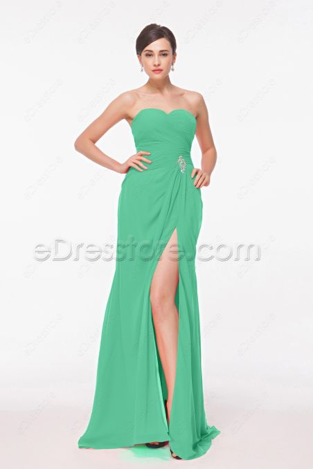 Green Long Prom Dress with Slit