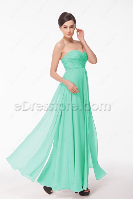 Mint Green Chiffon Prom Dresses Long