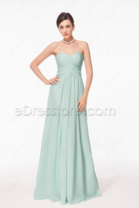 Mint green long prom dresses