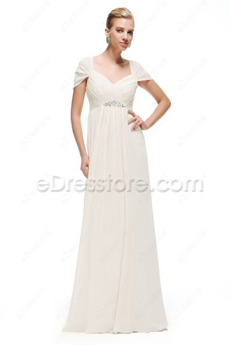 Sweetheart Pregnant Wedding Dresses Cap Sleeves with Crystals