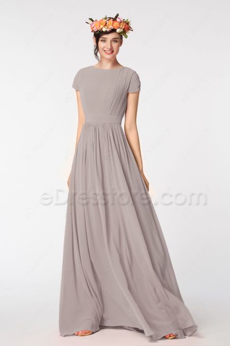 Earth Tone Modest Mother of the Bride Dresses Cap Sleeves