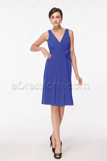 Cornflower Blue Bridesmaid Dresses Short