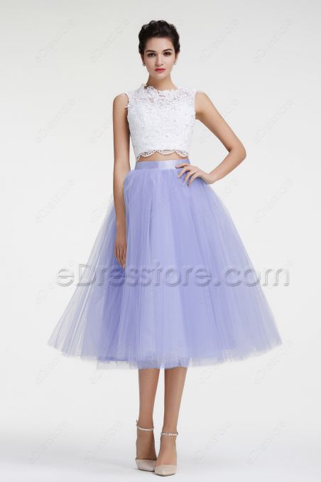 Lavender Two Piece Prom Dresses Ball Gown Homecoming Dresses