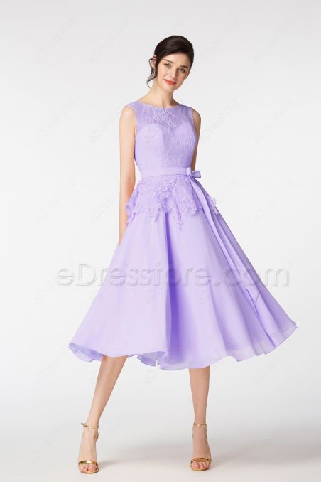 Lavender Cocktail Homecoming Dresses Tea Length