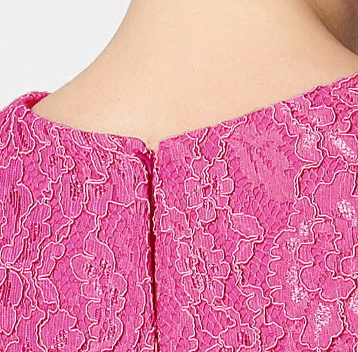 Modest LDS Hot Pink Bridesmaid Dress Elbow Sleeves | eDresstore