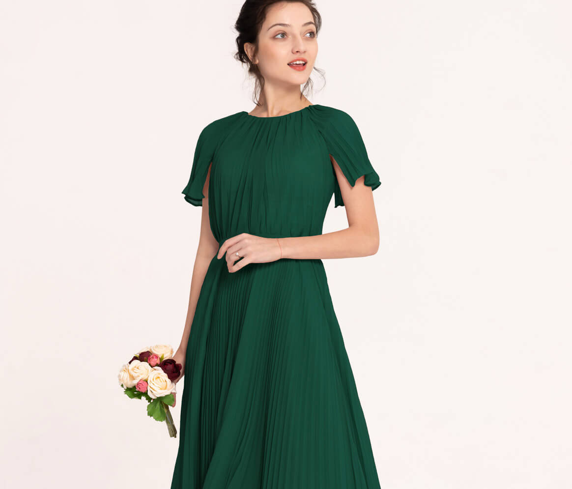 Modest LDS Dark Emerald Green Autumn Bridesmaid Dresses | eDresstore